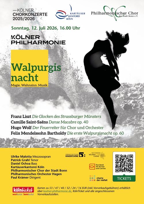 Flyer zum Konzert: Walpurgisnacht am 12. Juli 2026 in der Kölner Philharmonie