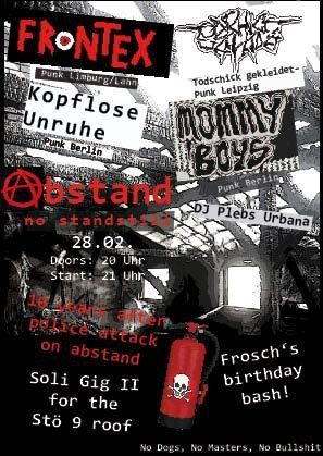 28.2.26 Punk-Konzert im Abstand / Berlin Soli-Gig for Stö 9 roof Doors: 20 Uhr Start: 21 Uhr