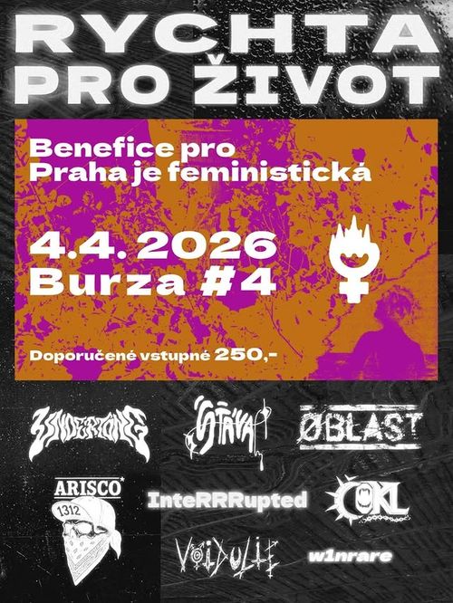 Rychta pro život. Benefice pro Praha je feministická.
4. 4. 2026
Burza #4. Doporučené vstupné 250,-
Undertong, Štáva, Oblast, Arisco, InteRRRupted, Čokl, Voidulie, w1nrare