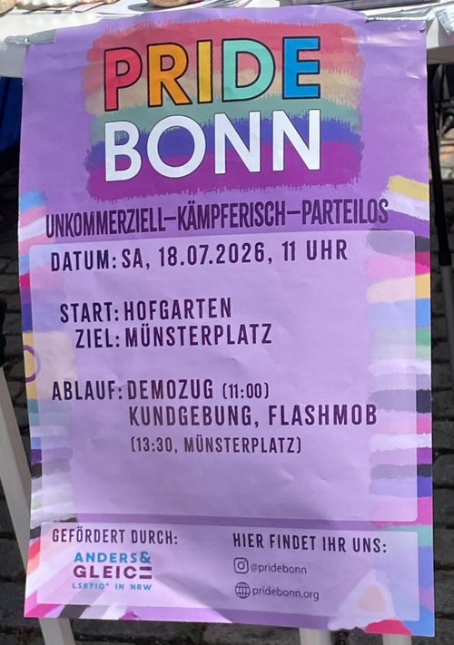 Pride Bonn - unkommerziell - kämpferisch - parteilos