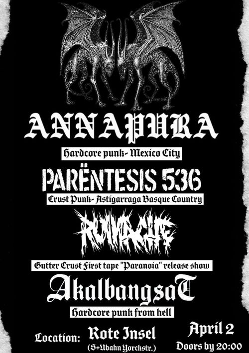 ANNAPURA (Mexico) + PARËNTESIS 536 (Basque Country) + RUINACHE + AKALBANGSAT