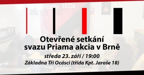 Brno - Otevřené setkání svazu Priama akcia (23. 9. 2026)