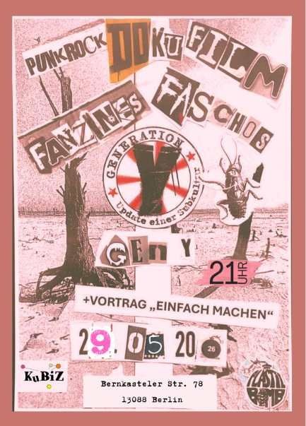  GENERATION Y PUNK – UPDATE EINER SUBKULTUR - „Von Fanzines, Faschos und der Gen-Y“

vortrag "einfach machen" 29.05. im Kubiz