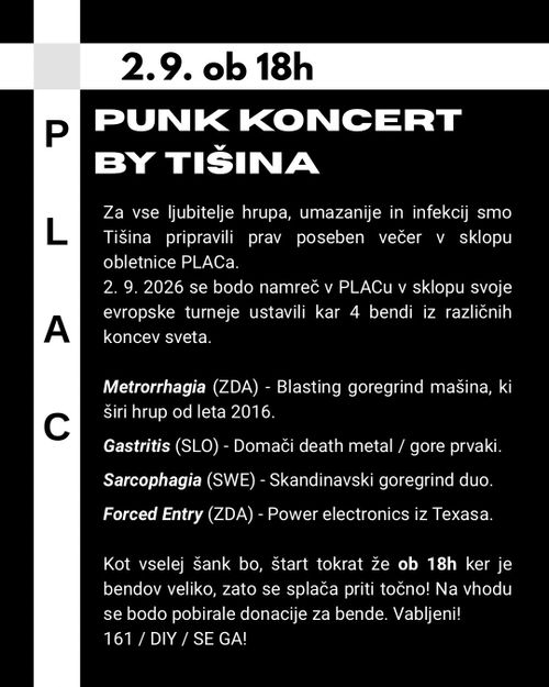 PLAC praznuje: punk koncert by Tišina